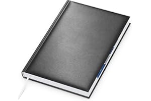 GEIGER-NOTES GEIGER-OFFICE Buchkalender 2026 Manager Register - Premium-Cheftimer im DIN A5-Format mit Monats-Registerstanzung - 1 Tag auf 1 Seite - 416 Seiten - wattierter Balacron-Einband schwarz mit Jahreszahl