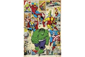 Grupo Erik - Poster Marvel Comic Here Come The Heroes - Deco Maison, Decoration Murale, Affiche Décorative