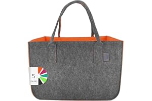 IDEA HOME LEVIATAN Shopper in Feltro | Grande 30 Litri | Multifunzionale | XXL | Cesto Pieghevole | Per Legna da Ardere, Abigliamento, Giocattoli | Arancione