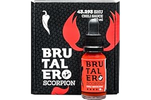 I LOVE SPICY Brutalero Scorpion 20 ml Sauce Piquante Fermentée 42 293 SHU (Sauce au Piment Trinidad Scorpion Moruga 80%) Style Louisiane, Piquant 6/5