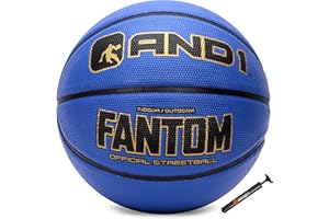 AND1 Fantom Rubber Basketball & Pump- Official Size Streetball, Made for Indoor and Outdoor Basketball Games