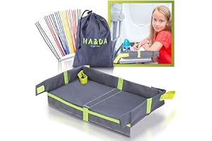 Ha&Da Foldable Kids and Adults Travel Tray Cover for Airplane Tray Table - For Activities, Games and Meals. Use on plane or Train, Toddlers and Children, Unisex - Compact Light Portable