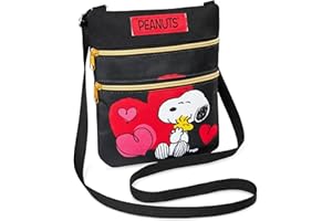 Peanuts Bolso Bandolera Niña Adolescentes Mujer Snoopy Bolso de Mano Regalos para Ella Negro Pequeño Cruzada