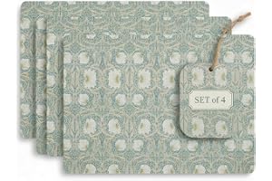 Spode Morris & Co Pimpernel Privat stora bordstabletter set med 4, grön, 40,1 cm x 29,8 cm (X0010649172)