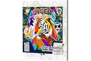 SPLAT PLANET Mess-Free Tiger Clay Painting Kit, Air Dry Clay Modelling Kit, Sensory 3D Canvas Fun Arts and Crafts Kit for Kids, Pre-Framed 40x30cm with Tools & Idea Guide – Fun, Hands-On Gift for Creativity