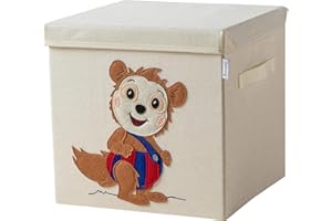 LIFENEY meets Bobo Siebenschläfer Aufbewahrungsbox mit Deckel für Kinder – Box mit dem kultigen Siebenschläfer zum Verstauen von Spielzeug – 33 x 33 x 33 cm passend für klassische Würfelregale