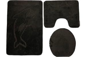 Ilkadim Delphin Badgarnitur 3 TLG. Set 55x85 cm einfarbig, WC Vorleger mit Ausschnitt für Stand-WC (anthrazit)