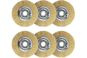 RIOKKO Fugenbürste 6er Set, Kompatibel mit Gloria Multibrush und Anderen Drahtbürsten, 11.5cm Durchmesser - Hochwertige Messingbürste, Garten Weedbrush Zubehör zur Entfernung von Unkraut Moos Steinen