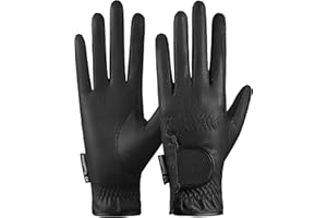 AF EQUESTRIAN Synthetic Leather Equestrian Ladies Horse Riding Gloves Black Women's Pony Riding Gloves Black