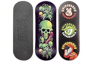 SPITBOARDS Tastiera da 34 mm, in vero legno (5 strati), classica forma di ghiacciolo, dimensioni: 34 x 96 mm, tavola grafica singola (Real Wear), concavo ottimizzato, teschio verde lime