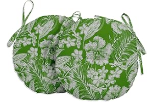 Vargottam Indoor/Outdoor Round Bistro Chair Cushions Block Print 15-Inch Bistro Chair Pads Waterproof Seat Chair Cushion For Home/Office- Set Of 2 (Pear Green)