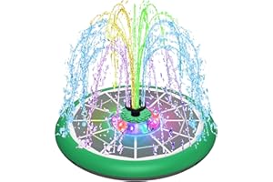 SZMP Solar Fountain 5W Bird Bath Fountains with 2025 Upgrade UFO Lights, 4000mAh with 7 Nozzles & 4 Fixers, Solar Powered Fountain Pump for Hummingbirds, Pool, Pond, Garden Decor