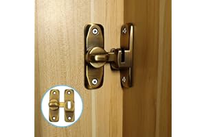 Pexintek 2 Juegos Cerradura de Puerta Pequeña para Puertas Correderas de 90 Grados para Puertas Interiores, Pestillo Vintage para Puertas de Apertura en Ambos Lados, Estudio, Baños(Latón)