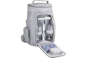 ‎BRUBAKER BRUBAKER Kühltasche für 2 Flaschen Wein und Champagner bis 1,5 l, gepolsterte Weinkühltasche - Picknicktasche isoliert, Thermotasche - tragbar mit Henkel in Grau