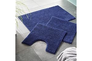 WohnDirect Premium Tappeto da Bagno con Foro per Il WC 45x45cm - Blu - Tappetino da Bagno Morbido e Antiscivolo - Microfibra Durevole e Assorbente, Lavabile in Lavatrice