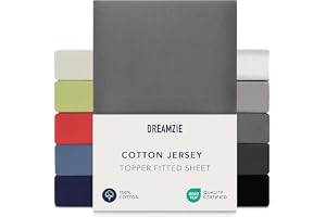Dreamzie Lakan Madrass Topper 90x200 cm - 100x200 cm, 100% bomull Jersey, Madrass Topper Höjd Upp till 15 cm, Allergivänlig