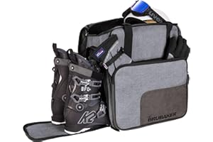BRUBAKER Super Performance Ski Boot Bag Helmet Bag Backpack with Shoe Compartment - Grey Black