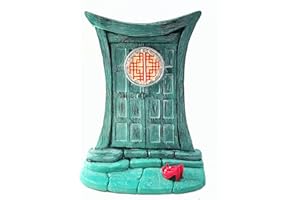 GlitZGlam Miniature Zen Fairy Door for Miniature Garden Fairies and Gnomes - Beautiful Turquoise Asian-Style Zen Fairy Miniature Door with Removable Red Fairy Shoes