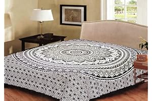 DH DREAMER HOME – Tapiz Estilo Mandala 210x240cm – Pareo Decorativo de Algodón y Poliéster - Ideal para Picnic o Uso Multiusos