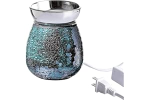 WHOLE HOUSEWARES 4.9X5.7 inch Mosaic Glass Fragrance Warmer, Electric Wax Warmer, Decorative Lamp for Gifts & Home Decoration Pink Heart