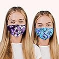 Face Masks with Nose Wire Washable UK Women, 3 Layers 100% Cotton Face Masks for Glasses Wearers | Reusable | Breathable | Filter Pocket | Adjustable air loops (2 x Masks) (Floral - O)