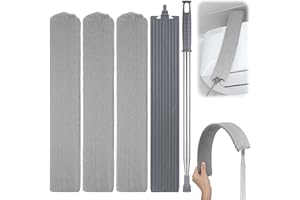 Kssvzz Spolverino Telescopico, Retractable Gap Dust Cleaner con Spazzola Piatta e Tre Manicotti in Microfibra, Bastone Telescopico per Pulizia Casa, Armadi, Letto