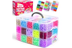 DEVA STASH 15200+ Loom Bands Kit, 25 Colours Loom Band Kits for Girls Includes Clips, Charms, DIY Friendship Bracelet Making Kits, Craft Kits, Perfect Birthday