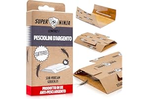 Super Ninja Trappola per Pesciolini d’Argento – 4 Pezzi, Trappole per Pesciolini d'argento, Adesive con Attrattivo Integrato, Inodori e Atossiche per Bagni, Cucine e Cantine, Efficaci fino a 3 Mesi