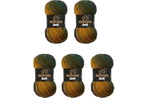 WOLLBIENE 5 x 100 g de lana de abeja Batik 500 gramos de lana con degradado de color, multicolor, lana para tejer (5800 rojo, verde ocre)