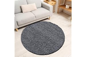 Miovani Hochflor Teppich Rund 160 cm Grau - Besonders weicher Shaggy Teppich in vielen Farben & Größen für Dein gemütliches Zuhause - Teppich Wohnzimmer & Schlafzimmer