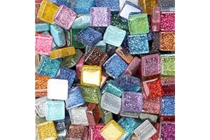 Caelura Mosaiksteine 200g, Quadratische Mosaikfliesen, Glasmosaiksteine Bastelset mit Kunststoffbox, Bunt Mosaik Steine 1x1cm, Mini Mosaik Fliesen für DIY Kunsthandwerk, Heim Deko, Blumentöpfe