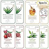 MEAROSA Sheet Face Mask Sheet Mask Korean SkinCare premium Quality Vitamin C Collagen Essence Sensitive skin(8 Sheet Variety 