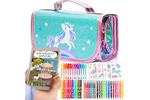 Amitié Lane Kit Feutres Coloriage Enfants Parfumés aux avec Étui Licorne - Crayons de Couleurs - Coloriage Enfant - Expérience de Réalité Augmentée – Cadeau Fille Parfait pour Loisirs Créatifs