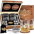 WHISISKEY - Whiskey Glass Set - Whiskey Gift Sets for Men - Whisky Glass Gifts for Men - Rum Tumblers Whisky Set with 2 Glasses, 8 Whiskey Stones, Accessories
