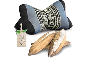 ‎LIVASIA livasia Nackenstützkissen Knochenkissen - Ø 15x32cm - Nackenkissen Knochenform, Sofakissen, Lesekissen mit Kapok, Kissen für Garten und Balkon, Reisekissen handgefertigt (Blau/Elefanten)