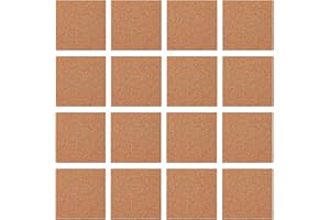 HJDJBD 16 Stück Korkplatte Selbstklebend,Korkmatte,Kork,1mm Dick Korkplatten,Rechteckig Selbstklebende für Untersetzer, Tischdekoration,Wanddekoration,DIY Korkuntersetzer,Sheets,Backing,Coasters,Eckig,Korken