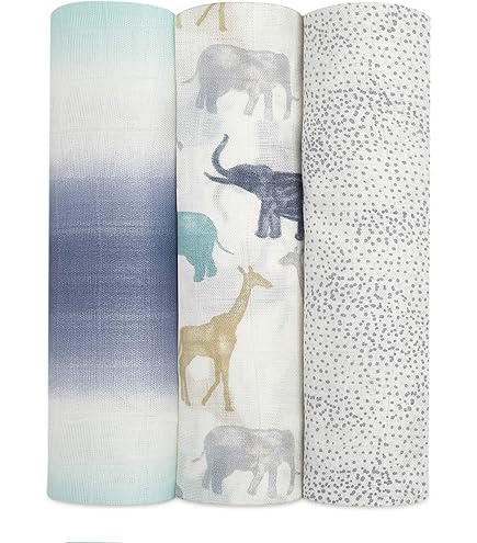 Lot de 4 maxi-langes en mousseline de coton 120 x 120 cm - Jungle