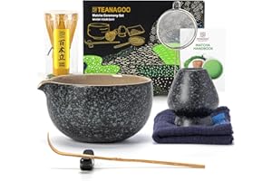 ‎TEANAGOO TEANAGOO Zestaw do japońskiej herbaty (7-częściowy) Miska Matcha z dziobkiem Bambusowa Trzepaczka Matcha (Chasen) Łopata (Chashaku) Uchwyt Trzepaczki Matcha Zestaw Trzepaczek Matcha N3 Jasnoszary