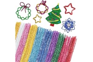 ROSEDREAMER 400 Stück Pfeifenputzer Bunt zum Basteln 10 Farben Glitzer Pfeifenreiniger Chenilledraht 30CM Macaron Farbe Pfeifenreiniger Bunt zum Basteln mit 100 Kulleraugen Pfeifenputzer für DIY Kinder Dekorieren