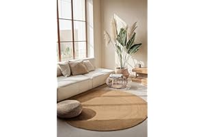 Hanse Home Okrągły dywan jutowy Rangpur – naturalny, tkany ręcznie i przyjazny dla środowiska, styl boho, z włókien naturalnych, do salonu, sypialni, jadalni, korytarza, kuchni – naturalny złoty, Ø