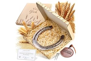 ‎PURAJA PURAJA Hufeisen Geschenk | Echtes getragenes Hufeisen | Glücksbringer zum Geburtstag, Einzug, Richtfest, zur Hochzeit, Taufe oder Geburt | Original inkl. Echtheitszertifikat