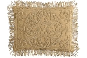 Beatrice Home Fashions Medallion Chenille, Standard Sham, Gold