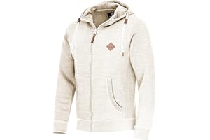 FALKENSTEJN stylischer Kapuzenpullover Sweatjacke Sweatshirt mit Logolederpatch Hoodie Pullover mit 2 seitlichen Taschen