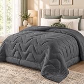 Utopia Bedding All Year Duvet for 80 Beds, 135 x 200 cm, Grey | 280 GSM Soft Microfiber Comforter with Zigzag Quilted Design