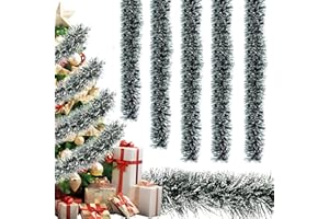 DTXYBC 5 Stück x 2M Weihnachtsgirlande, Weihnachtsbaum Lametta Girlande, Weihnachtsbaum Dekoration Girlande, für Weihnachten Party Tannenbaum Feiern Hochzeit Karneval (Grün)