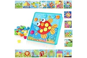 TINOTEEN Mosaik Steckspiel für Kinder Lernspielzeug Steckmosaik mit 18 Bunten Steckplätte und 50 Steckperlen