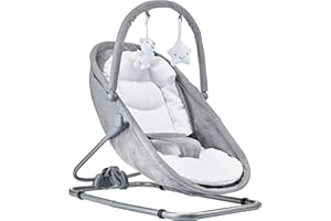 MOBY-SYSTEM Moby System Baby Bouncer Chair 3 in 1 Up to 9 Kg, Baby Rocker Chair, Toddler Foldable Crib, Adjustable Tilt, Removable Mattress Cosy, Relax & Play Rocking Cradle, Swinger, Lying Position, Grey