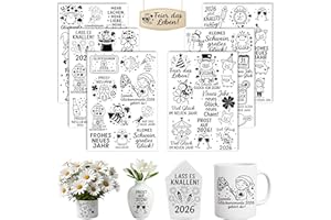 AOIUENOK Rub On Sticker Silvester, 6 Stück A5 Rub On Aufkleber, Folie Transferaufkleber, für Möbel, Glas, Holz, Scrapbooking, DIY Basteln Deko (Silvester)