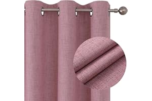 Joydeco 100% Tende Oscuranti per Interni 2 Pezzi, Lino Tende Termiche con Occhielli per Soggiorno Moderne, Cameretta Bambini, Camera da Letto Blackout Curtains(Rosa, 2xL140xA245)