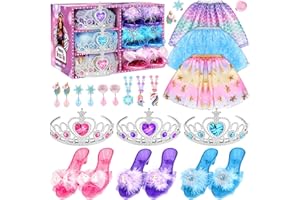 Dreamon Prinzessin Schuhe Mädchen, Stöckelschuhe Kinder Prinzessinnen Schuhe Kostüm Kinder Faschingskostüme Spielzubehör Weihnachten Geschenk Für 3 4 5 6 Jahre